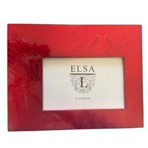 High Gloss Red Lacquer Table Top Frame  with scroll under print accents